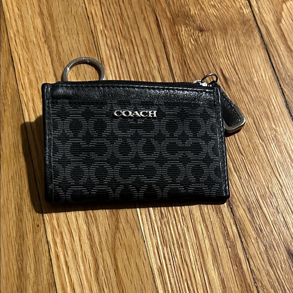 Coach Black and Gray Signature Keychain Pouch